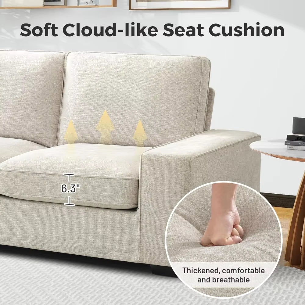 Celestia Lux: 3-Seater Dream Sofa in Chenille with Detachable Backrest