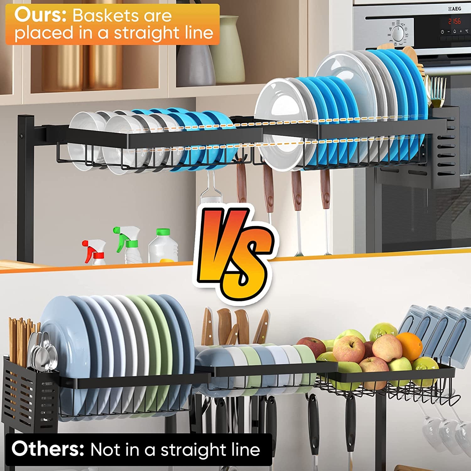 AquaFlow Adjustable Over-Sink Dish Rack – Ultimate 2-Tier Kitchen Organizer 