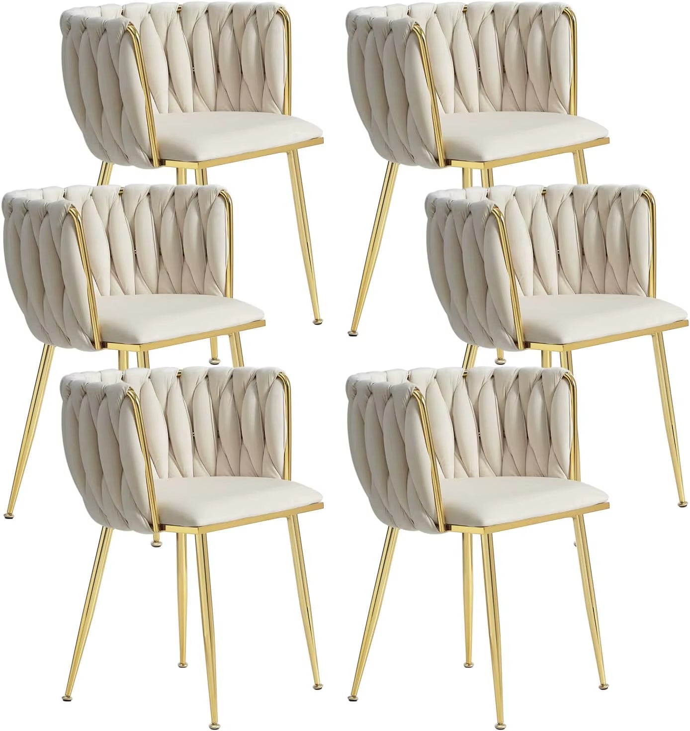 VelvetGlow: Set Dining Chairs with Gold Legs and Elegant Upholstery