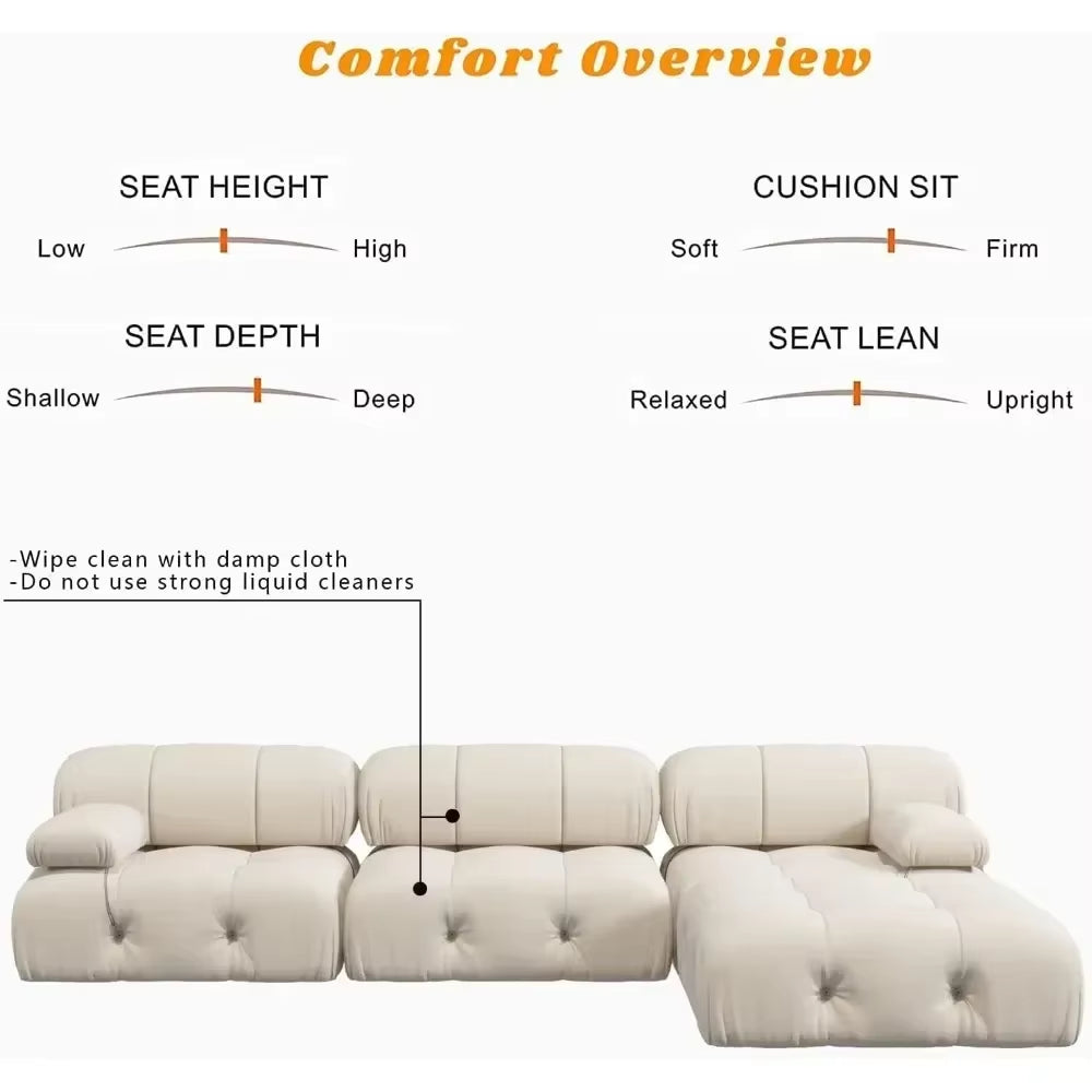 Galaxy Luxe: Modular Sectional Sofa with Ottoman in L-Shape – 4 Seats