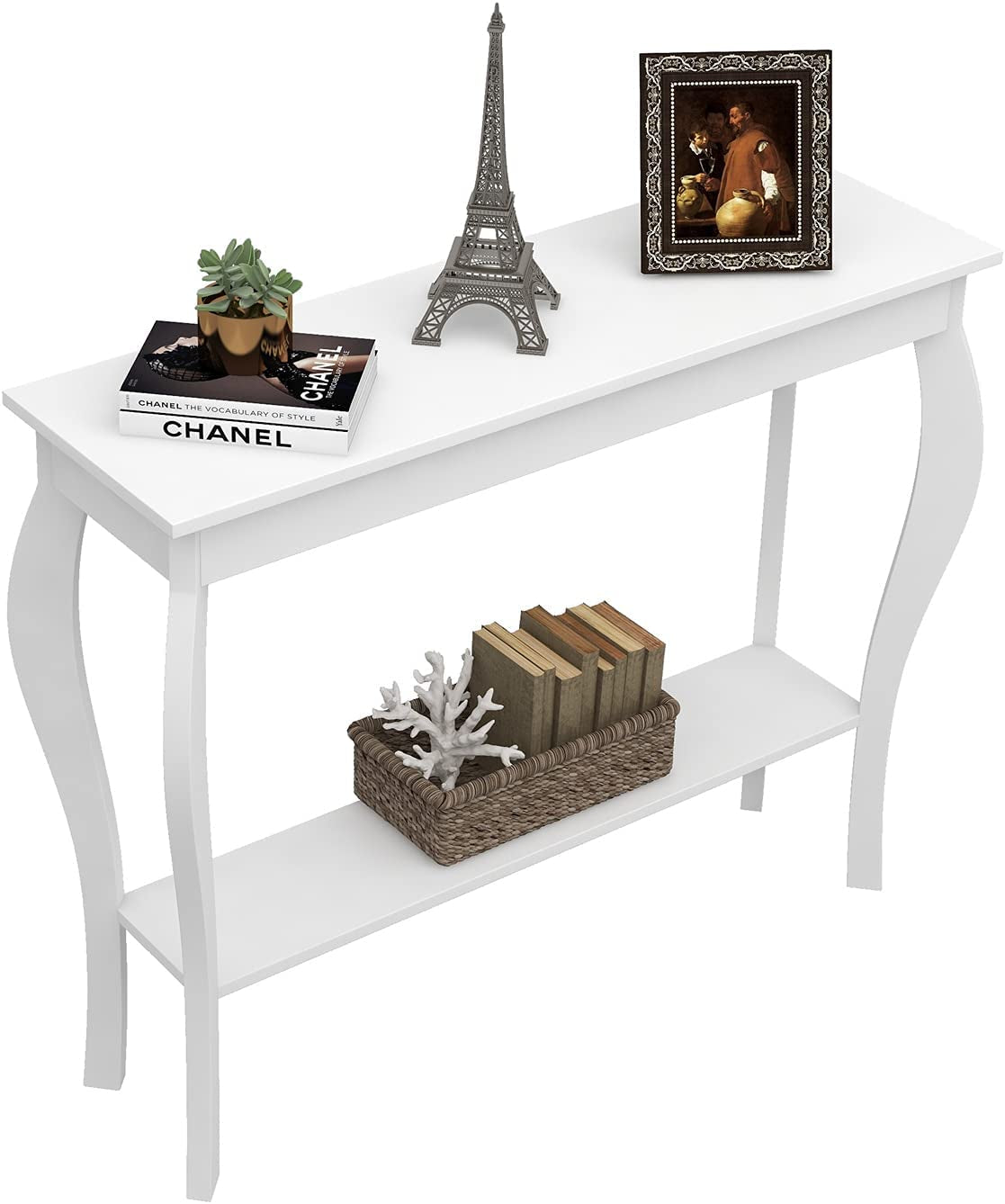 Chic White Narrow Console Table 