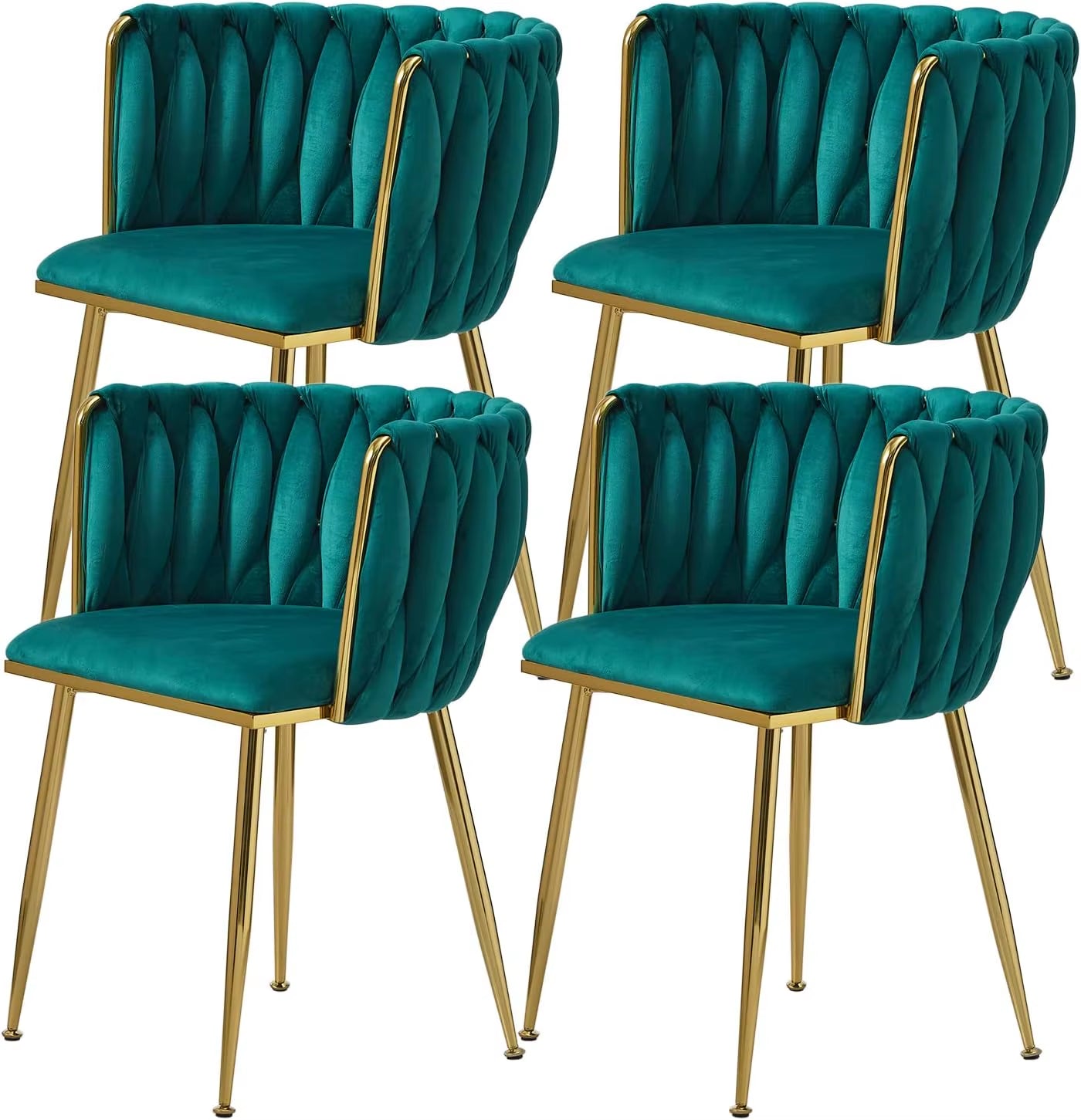 VelvetGlow: Set Dining Chairs with Gold Legs and Elegant Upholstery