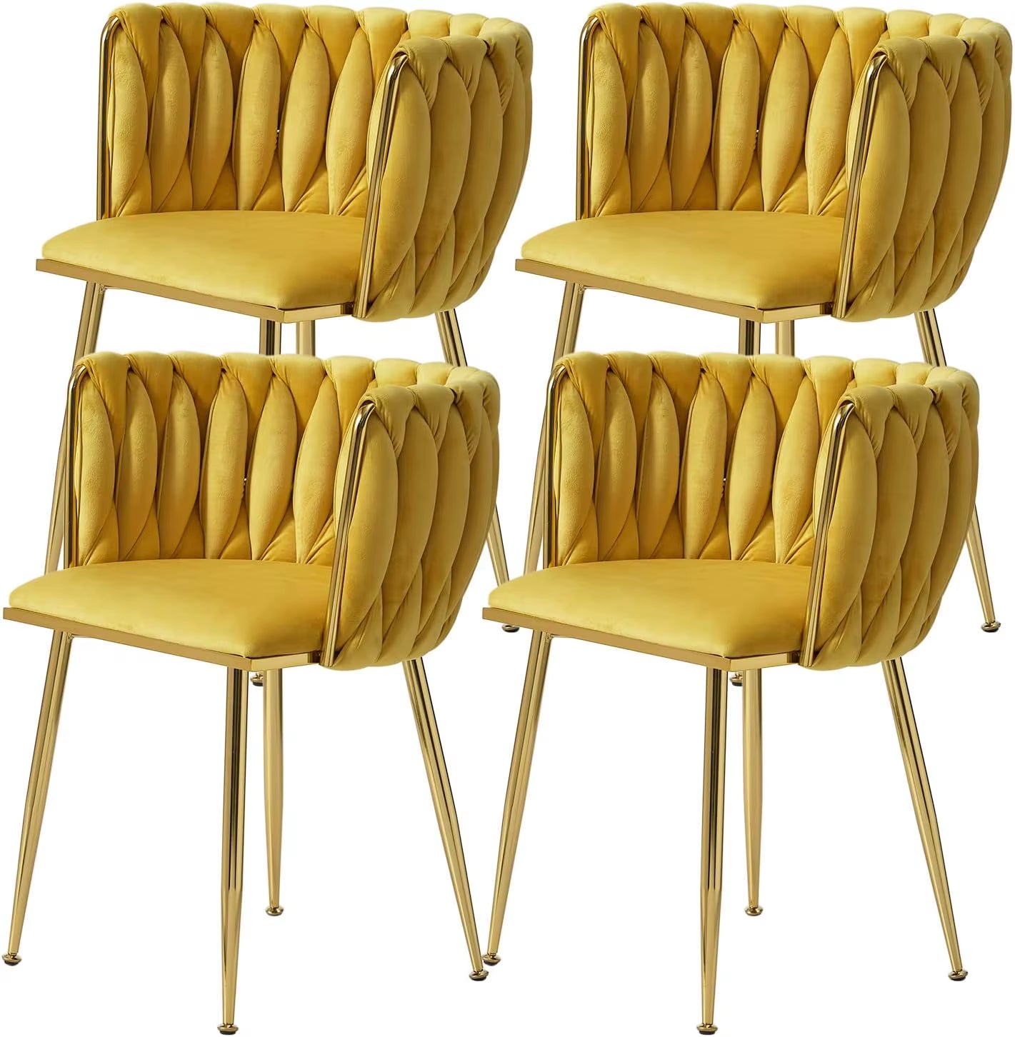 VelvetGlow: Set Dining Chairs with Gold Legs and Elegant Upholstery