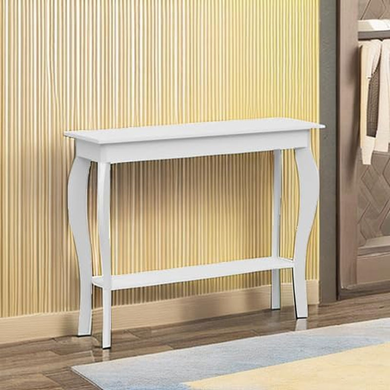 Chic White Narrow Console Table 