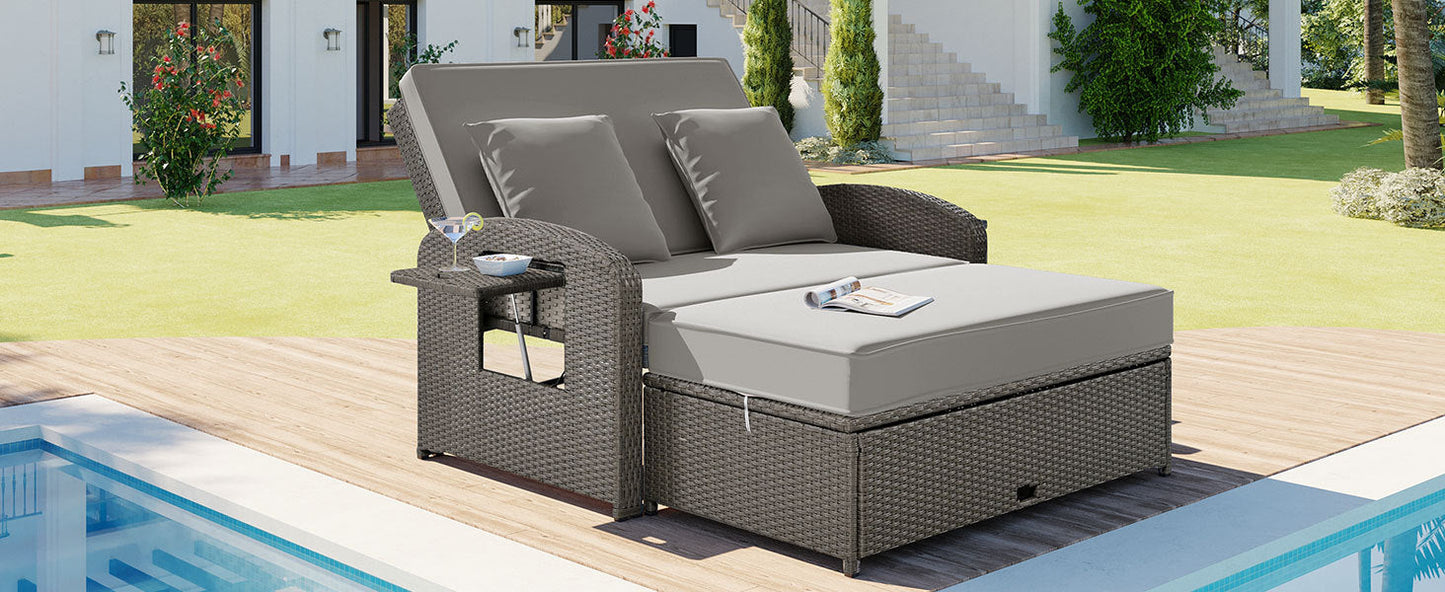 Gray Rattan Chaise Lounge Set: Ultimate Outdoor Comfort for Two