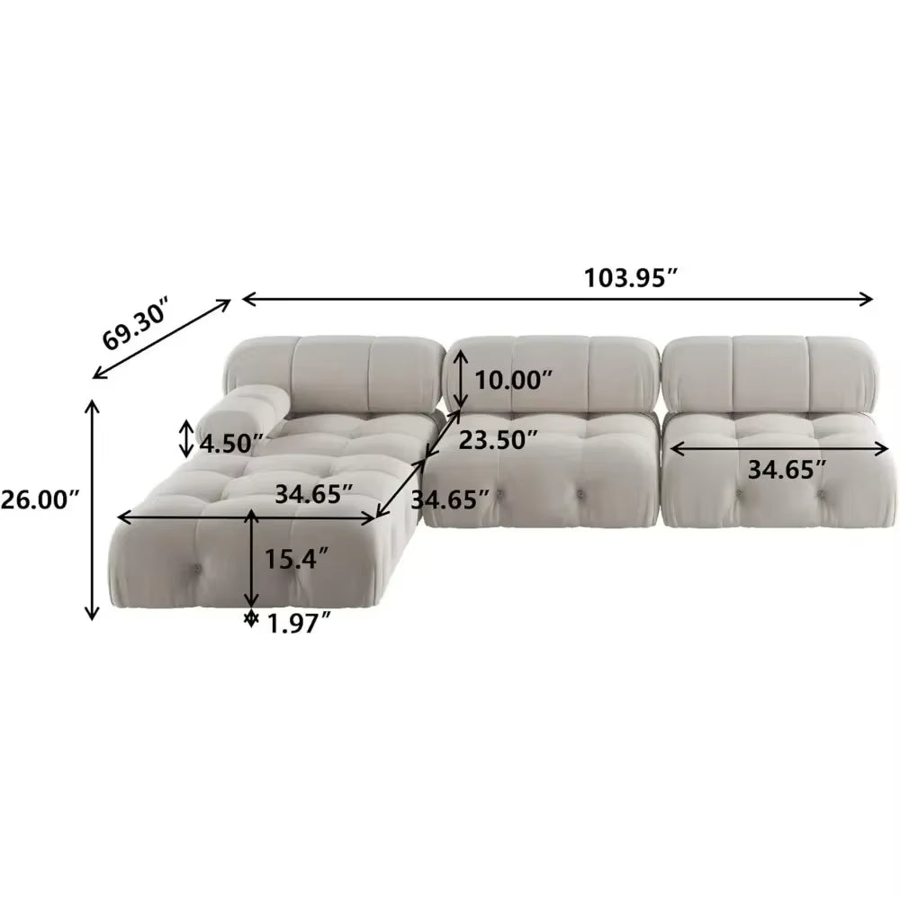 Galaxy Luxe: Modular Sectional Sofa with Ottoman in L-Shape – 4 Seats