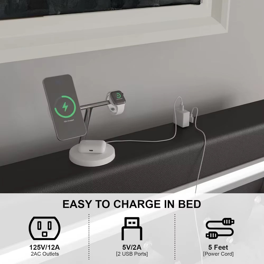 LumiRest: Full Bed with LED Lights and Charging Station