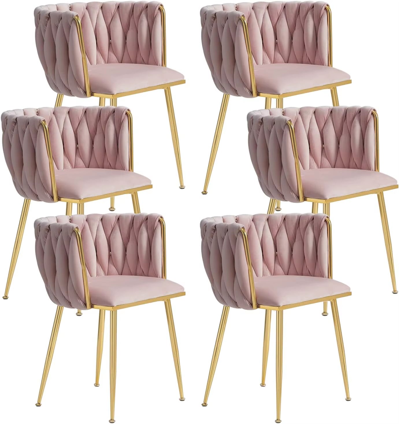 VelvetGlow: Set Dining Chairs with Gold Legs and Elegant Upholstery