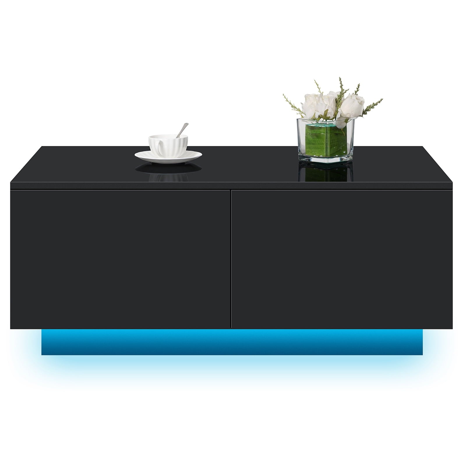 LumaGlide LED Coffee Table – Modern 4-Drawer Storage with Color-Changing Lights