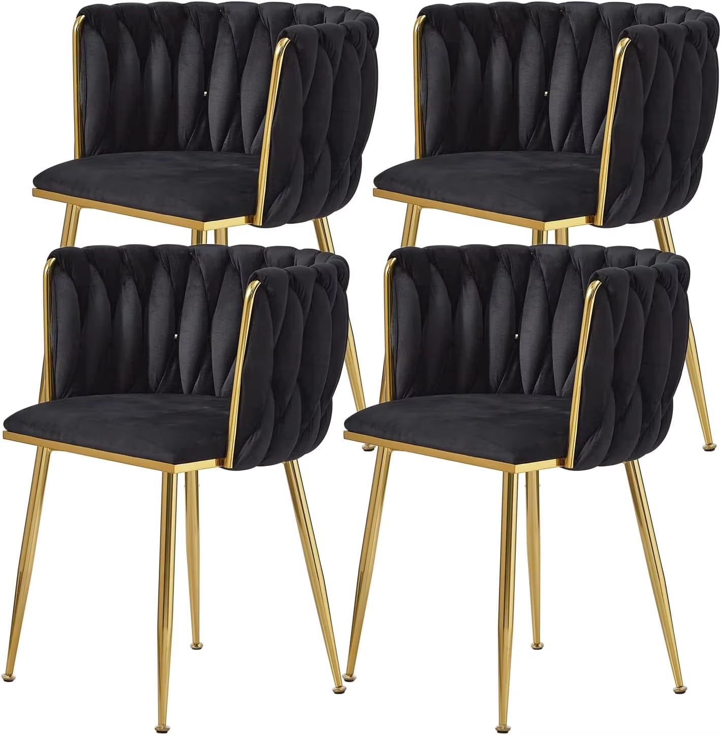 VelvetGlow: Set Dining Chairs with Gold Legs and Elegant Upholstery