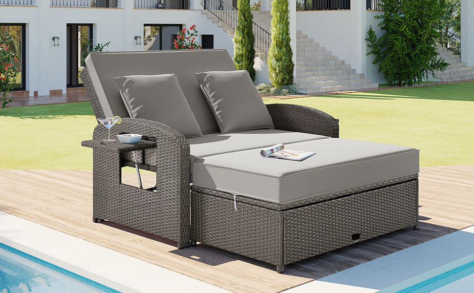 Gray Rattan Chaise Lounge Set: Ultimate Outdoor Comfort for Two