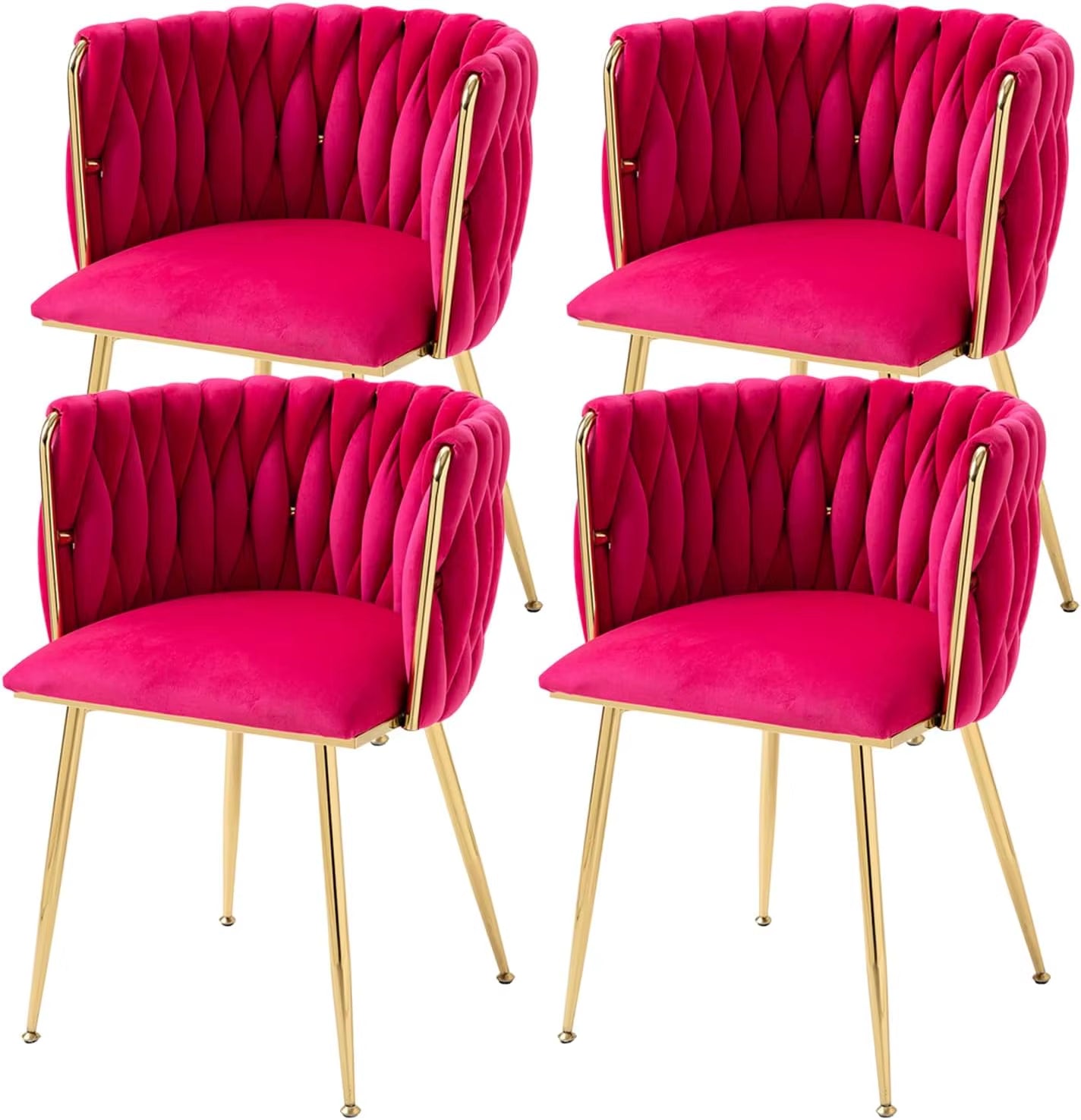 VelvetGlow: Set Dining Chairs with Gold Legs and Elegant Upholstery