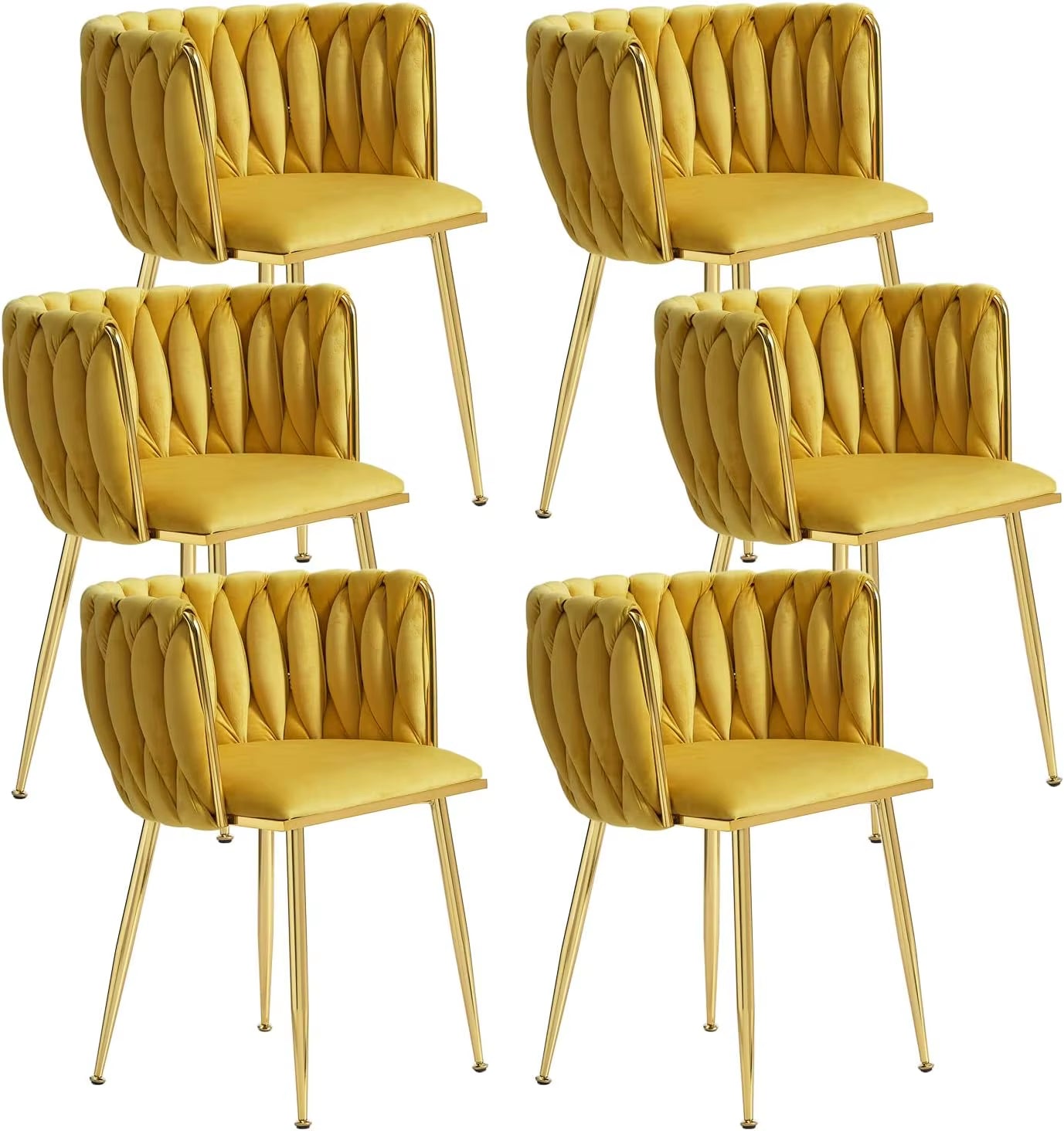 VelvetGlow: Set Dining Chairs with Gold Legs and Elegant Upholstery