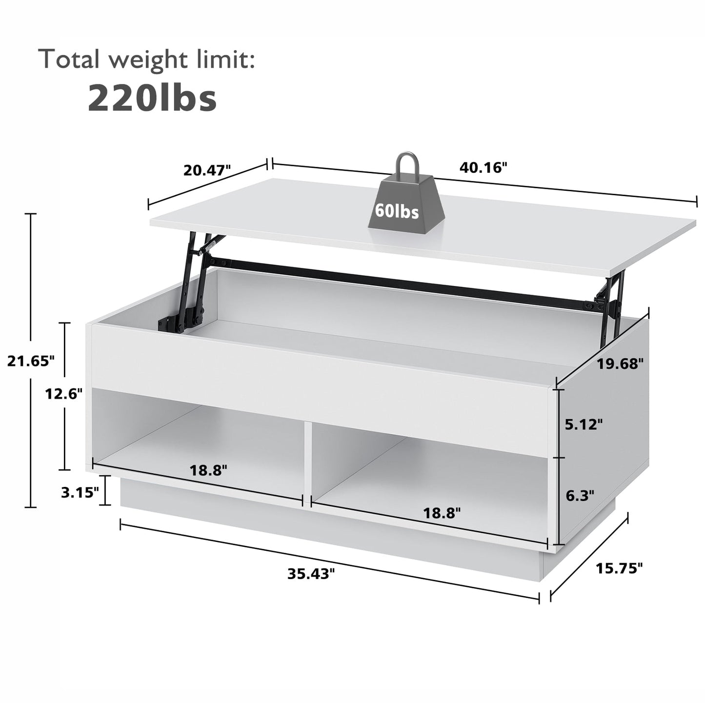 LuminaGlow Lift-Top Coffee Table – Modern LED-Enhanced Centerpiece with Hidden Storage