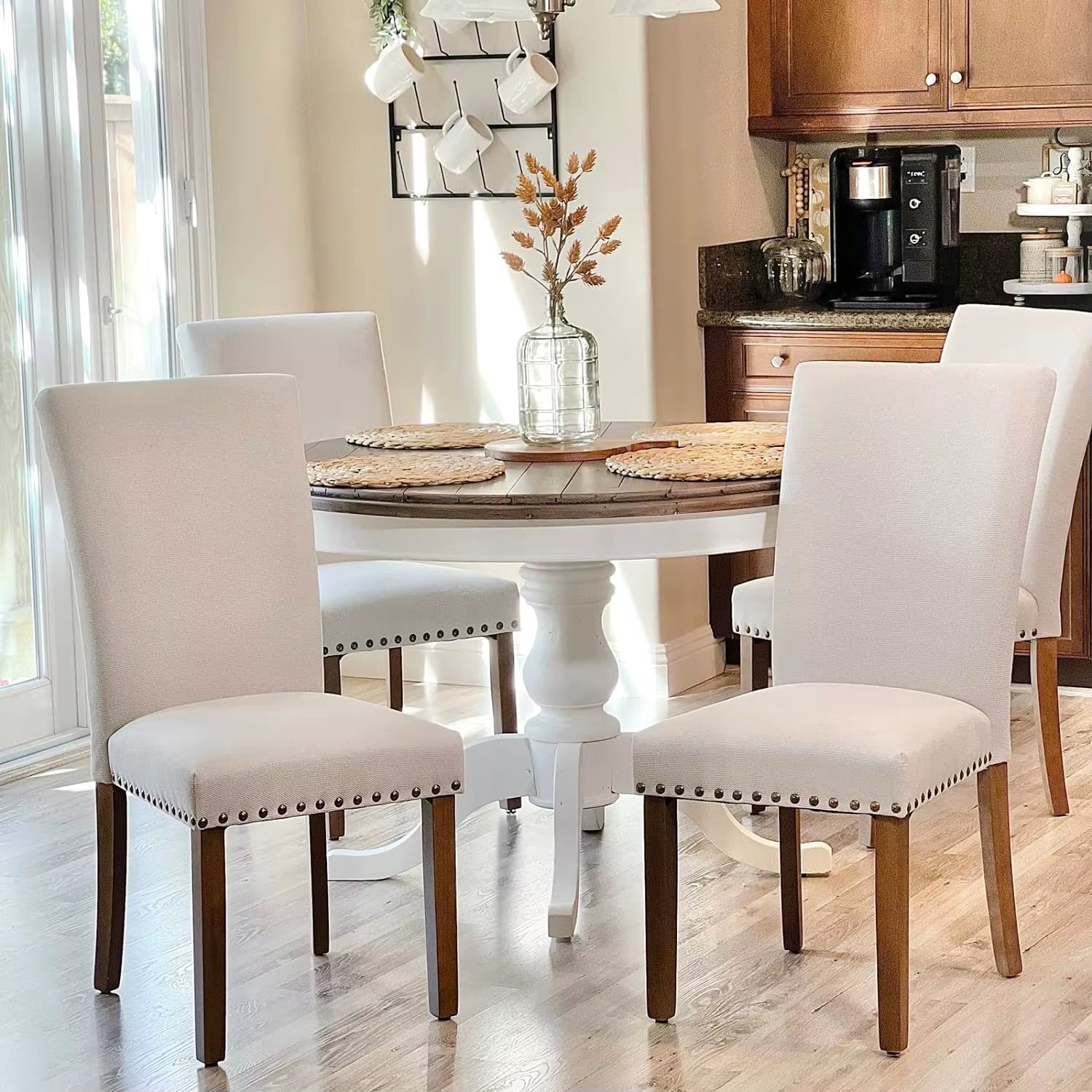 Elegant Prestige: Set of 4 Upholstered Dining Chairs