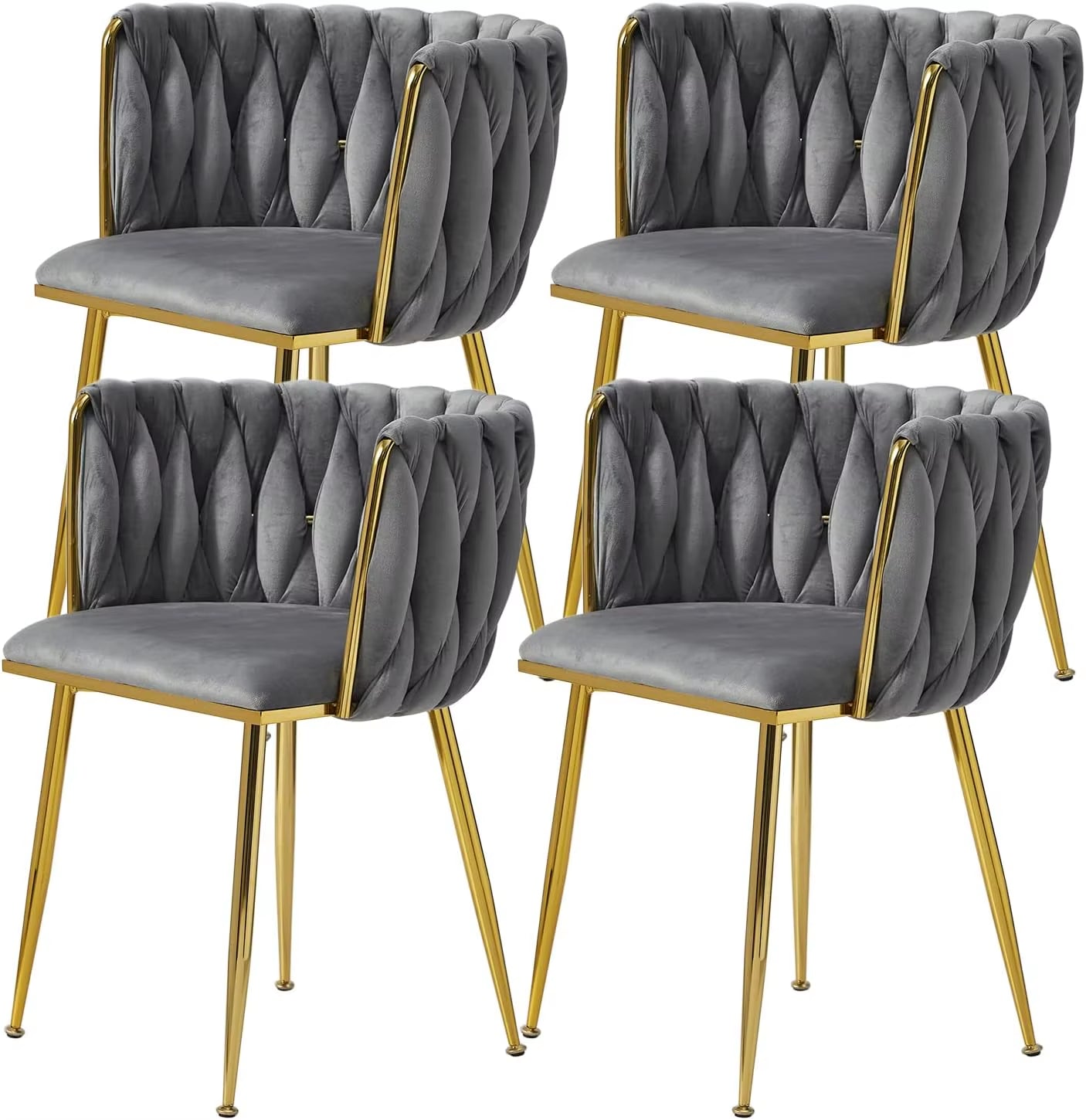 VelvetGlow: Set Dining Chairs with Gold Legs and Elegant Upholstery