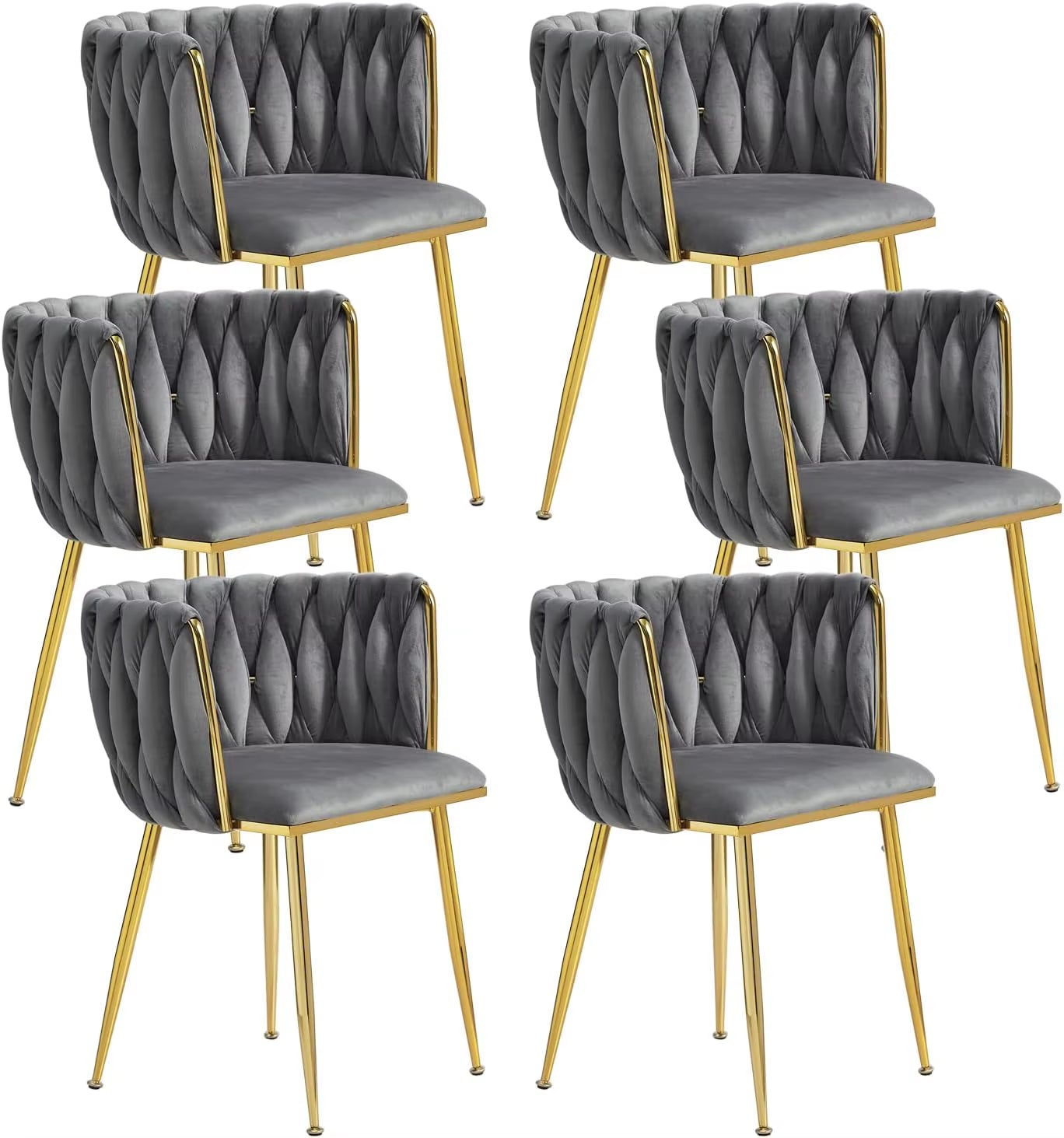 VelvetGlow: Set Dining Chairs with Gold Legs and Elegant Upholstery