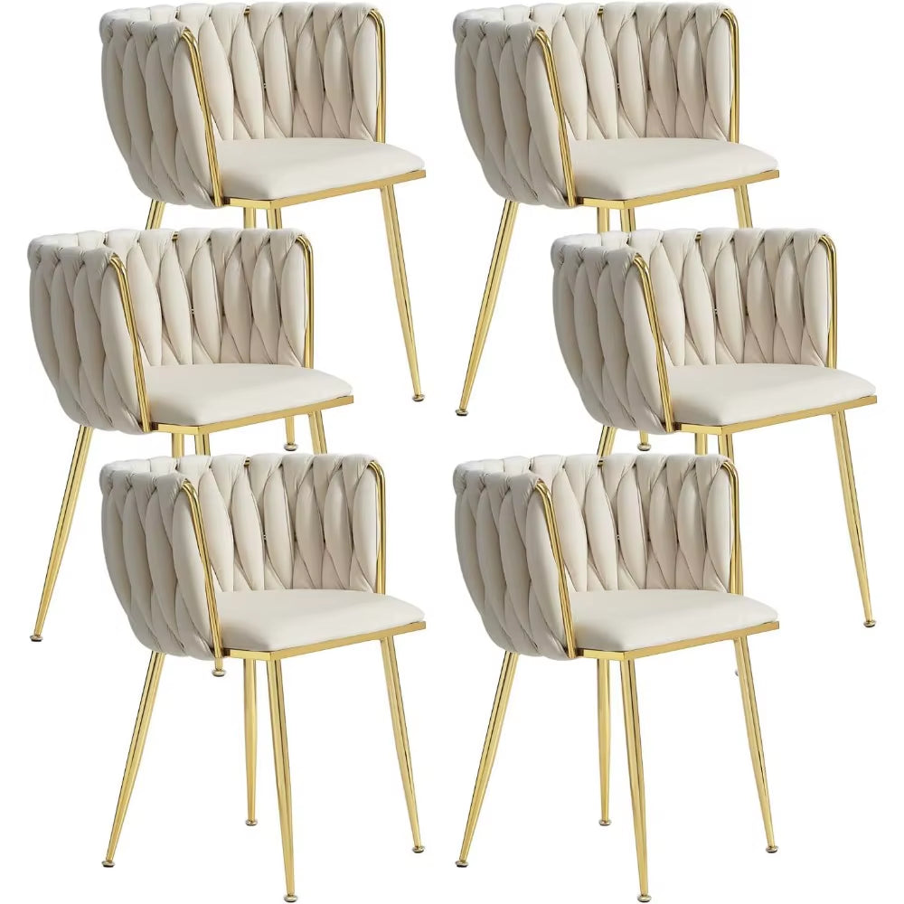 VelvetGlow: Set Dining Chairs with Gold Legs and Elegant Upholstery