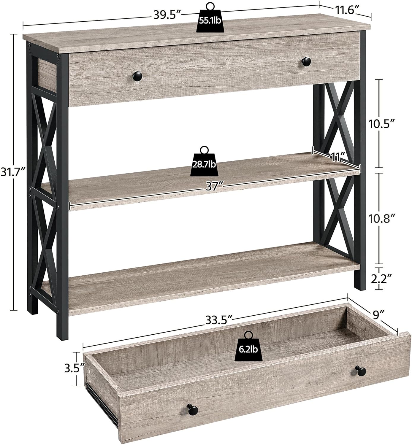 UrbanEdge™ 3-Tier Console Table – Style, Storage & Stability in One