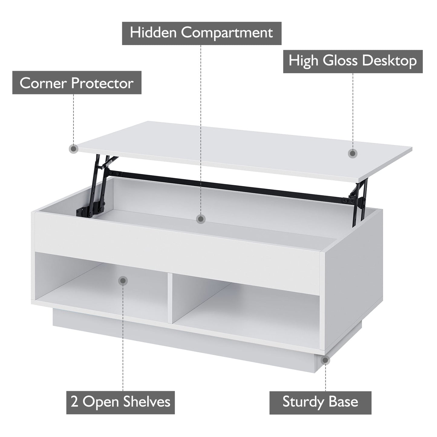 LuminaGlow Lift-Top Coffee Table – Modern LED-Enhanced Centerpiece with Hidden Storage