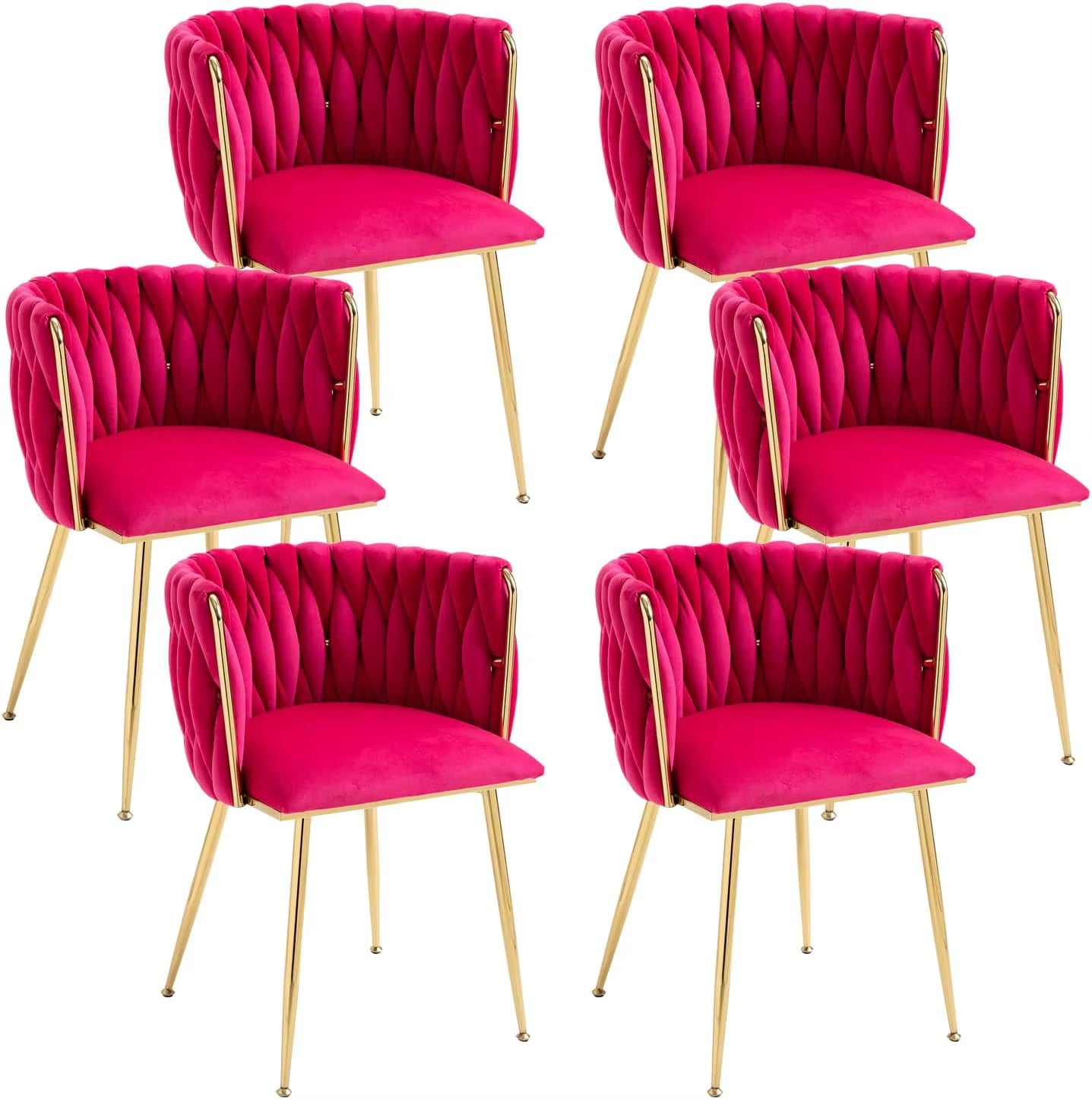 VelvetGlow: Set Dining Chairs with Gold Legs and Elegant Upholstery