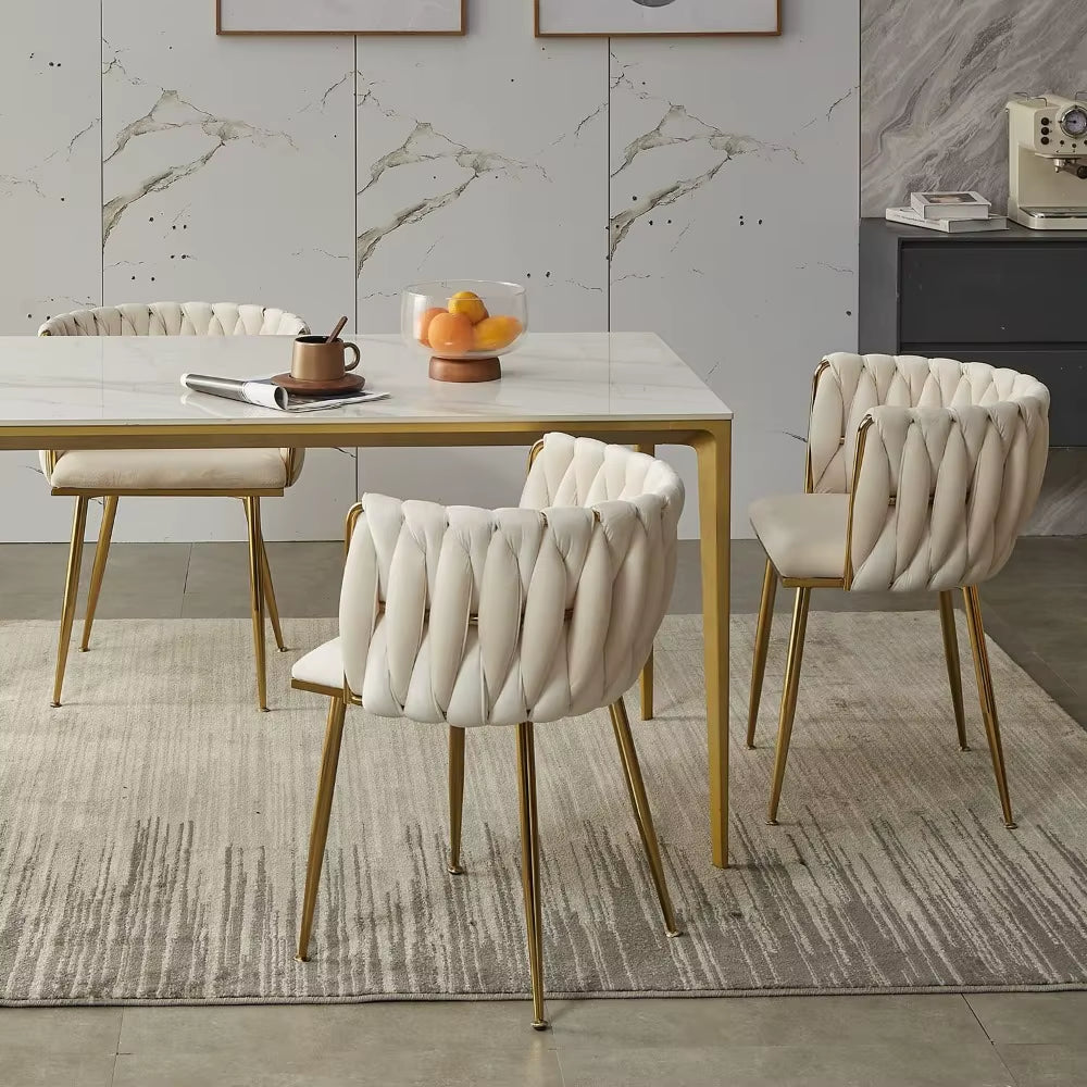 VelvetGlow: Set Dining Chairs with Gold Legs and Elegant Upholstery