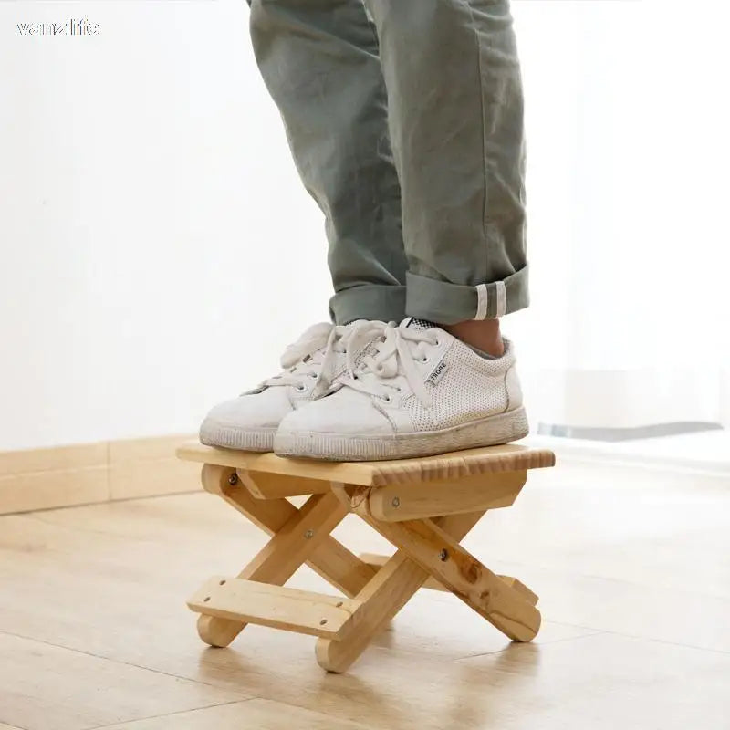 Ultralight Foldable Stool in Solid Wood for Outdoor and Home Use