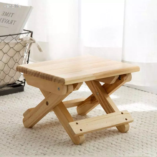 Ultralight Foldable Stool in Solid Wood for Outdoor and Home Use