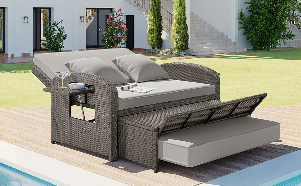 Gray Rattan Chaise Lounge Set: Ultimate Outdoor Comfort for Two