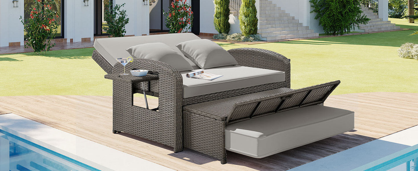 Gray Rattan Chaise Lounge Set: Ultimate Outdoor Comfort for Two