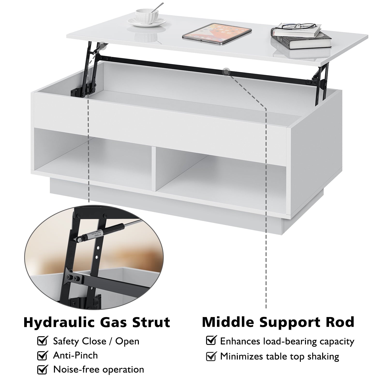 LuminaGlow Lift-Top Coffee Table – Modern LED-Enhanced Centerpiece with Hidden Storage