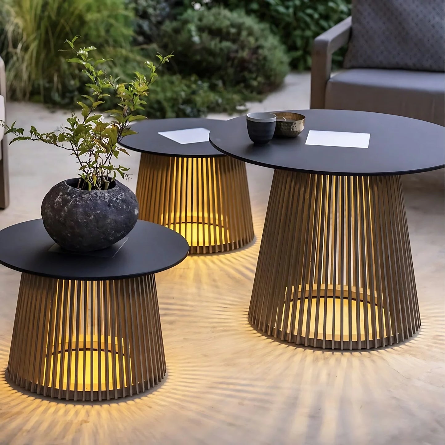 Outdoor Table with Solar Lights