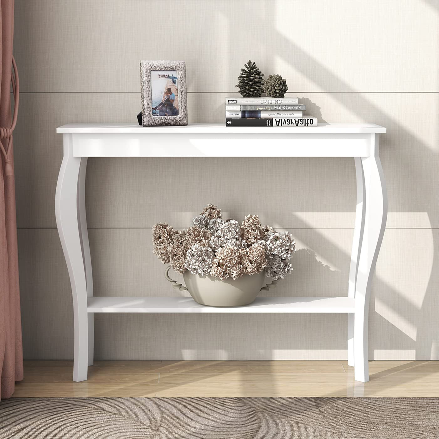 Chic White Narrow Console Table 