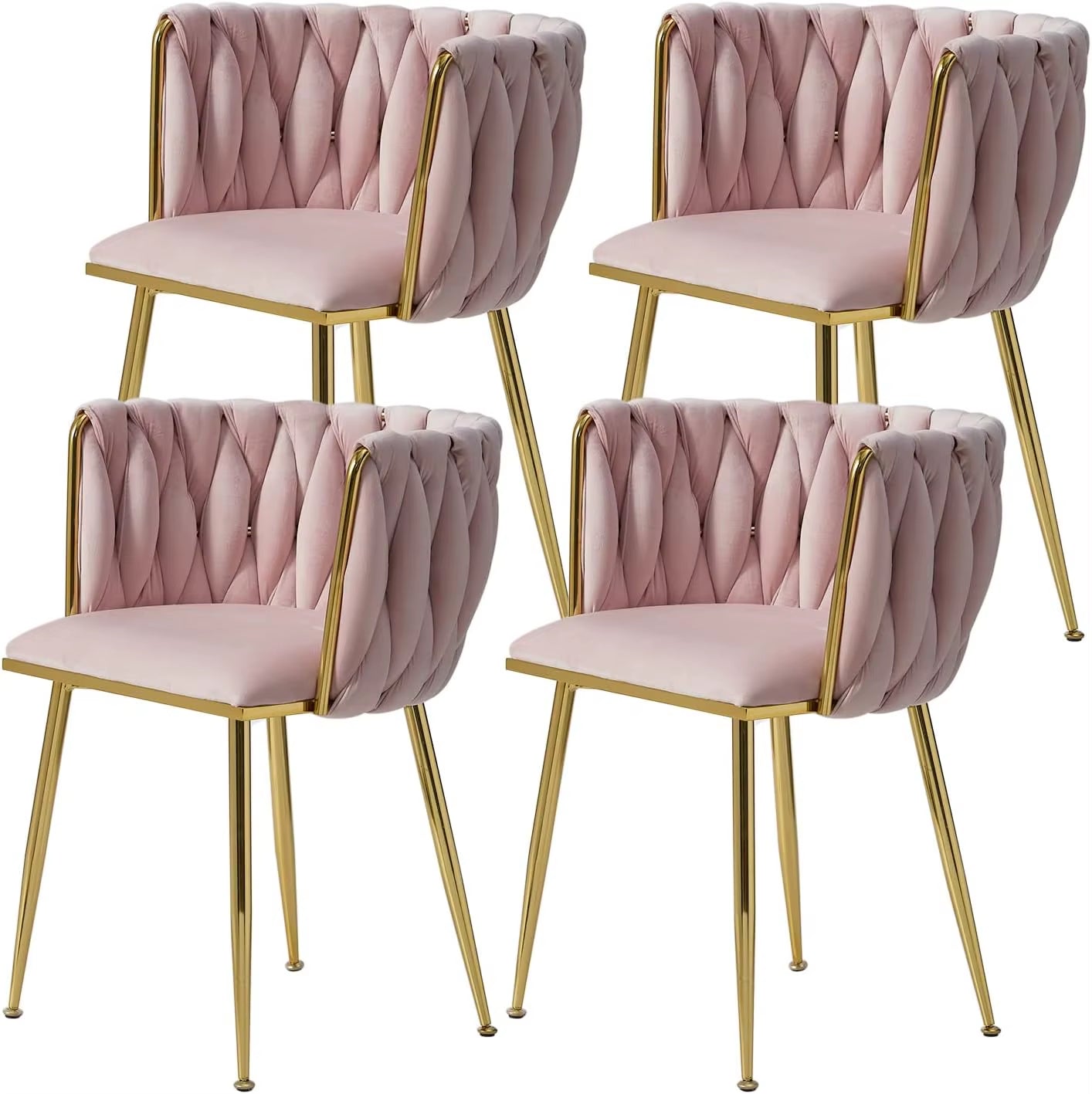 VelvetGlow: Set Dining Chairs with Gold Legs and Elegant Upholstery