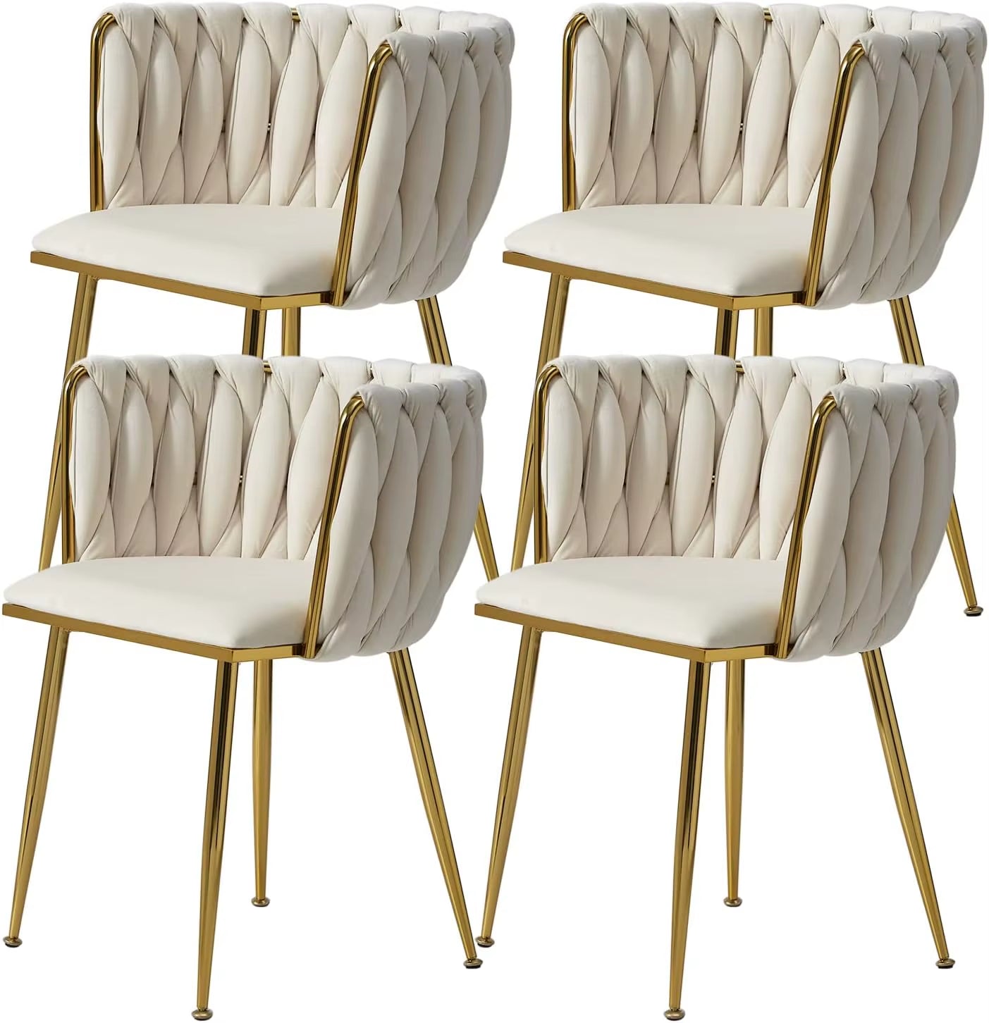 VelvetGlow: Set Dining Chairs with Gold Legs and Elegant Upholstery