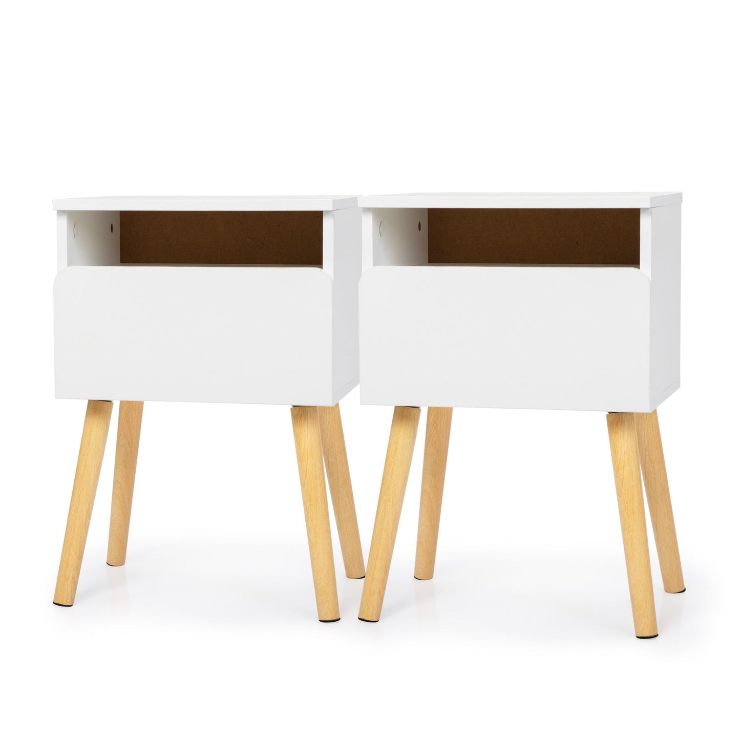 Set of 2 Modern Nightstands with Drawer & Shelf – Functional & Elegant