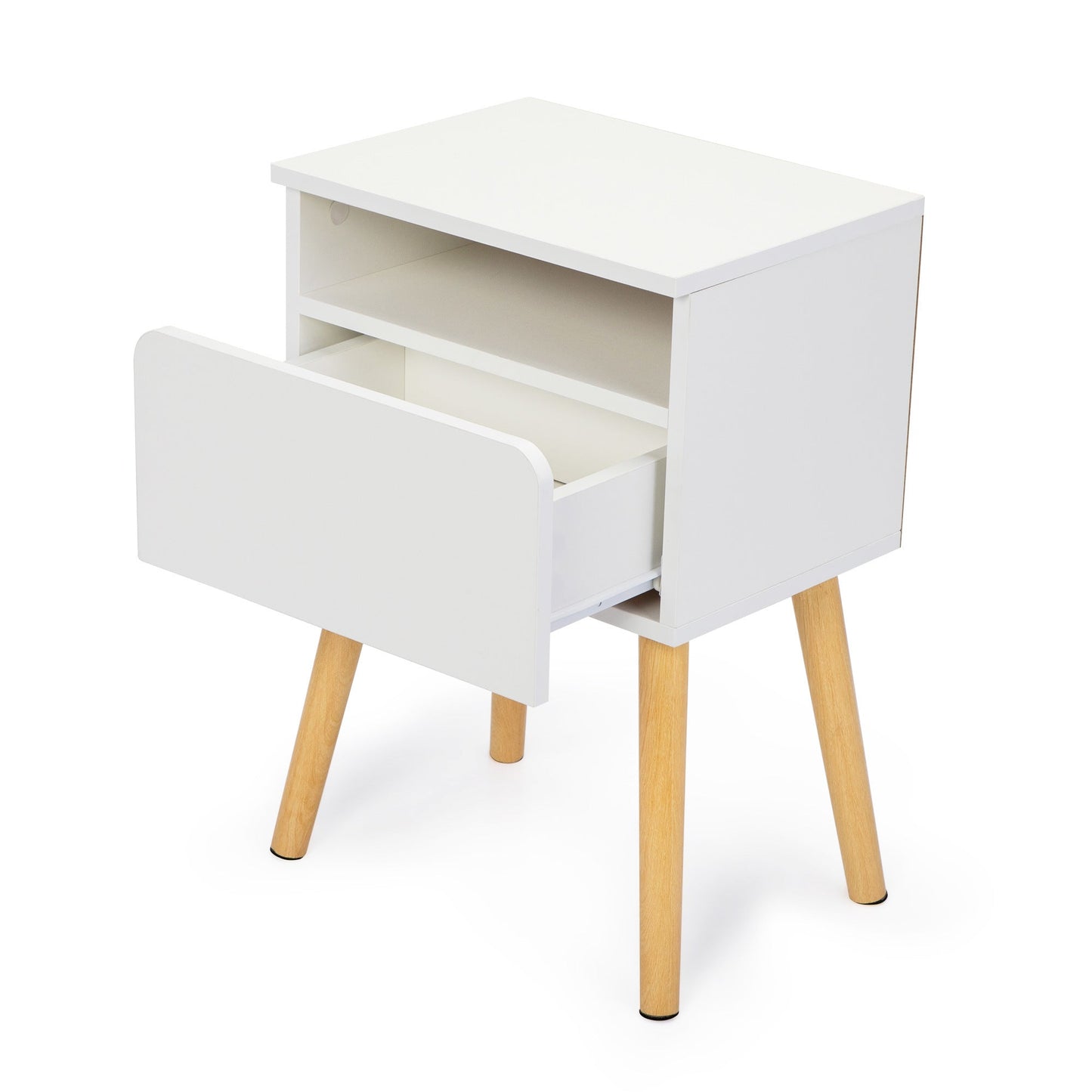 Set of 2 Modern Nightstands with Drawer & Shelf – Functional & Elegant