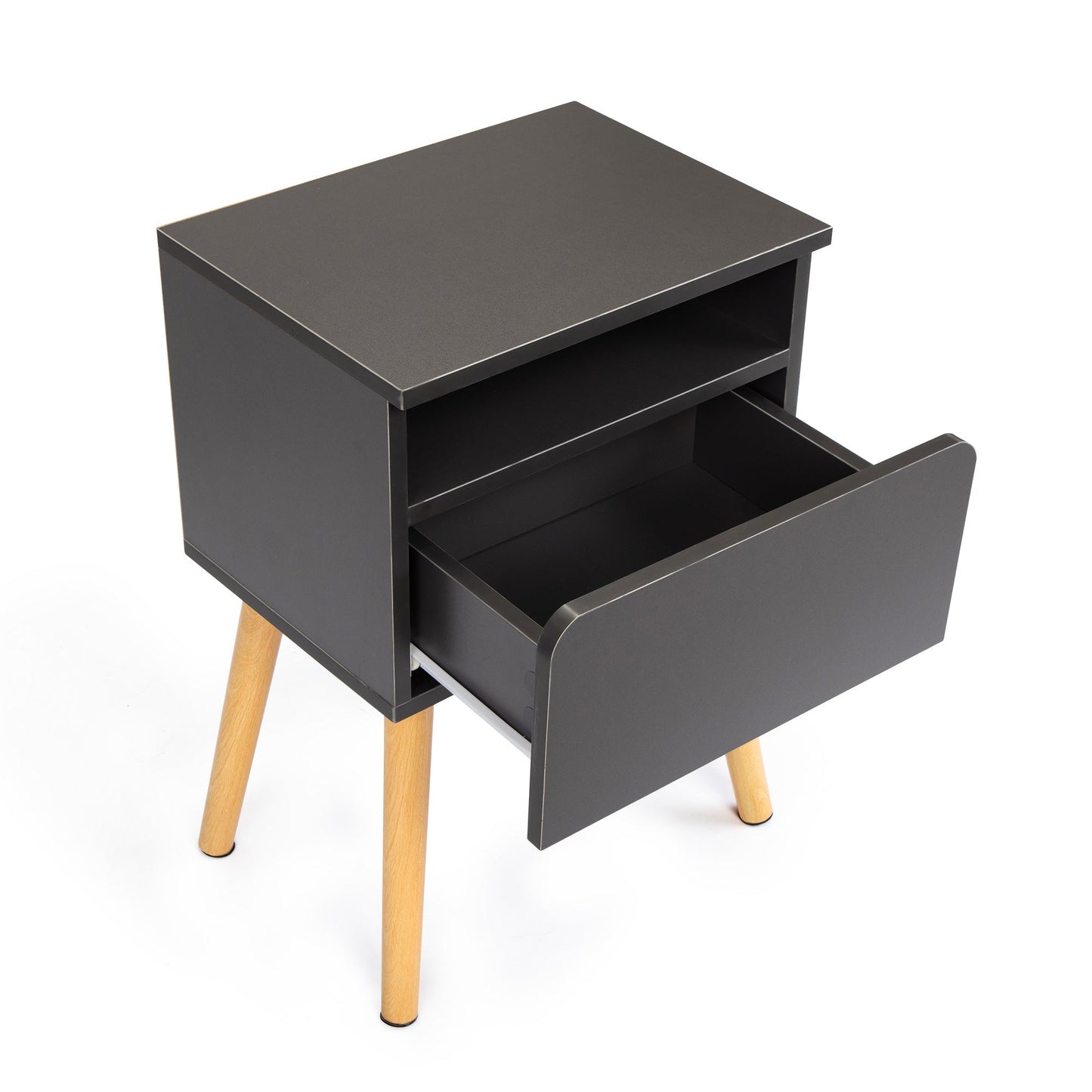 Set of 2 Modern Nightstands with Drawer & Shelf – Functional & Elegant