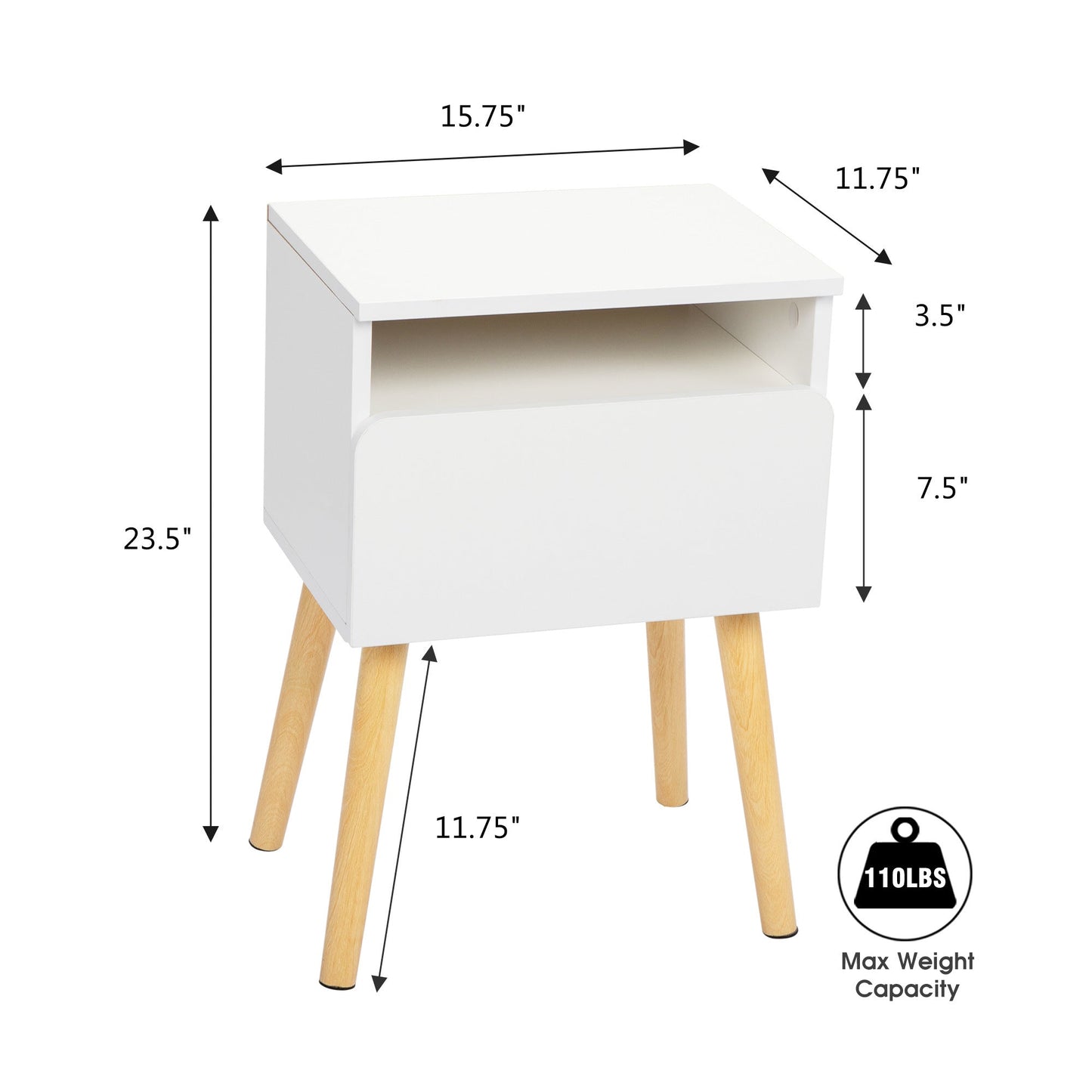 Set of 2 Modern Nightstands with Drawer & Shelf – Functional & Elegant