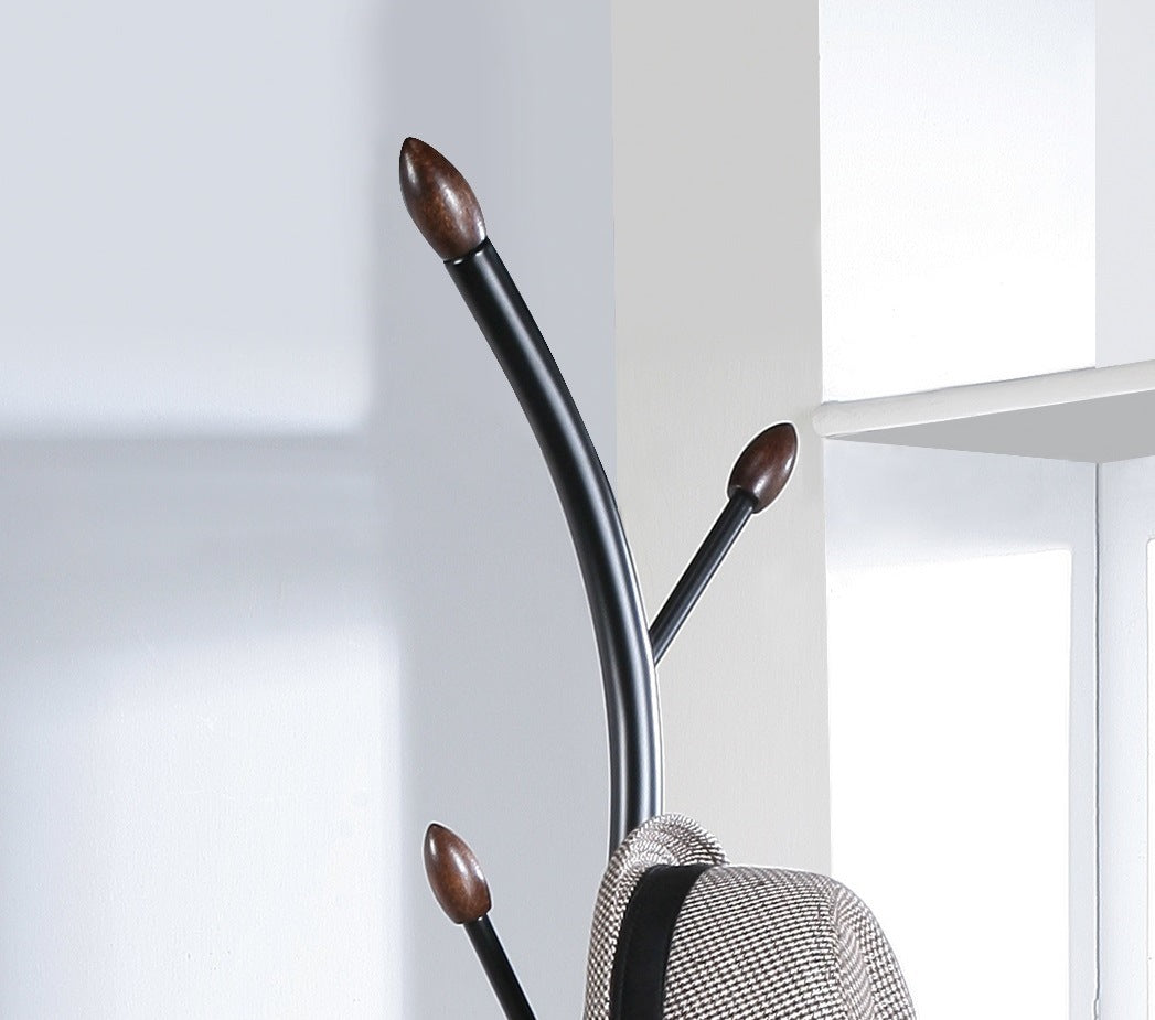 Arles Luxe: Black Metal & Walnut Freestanding Coat Rack