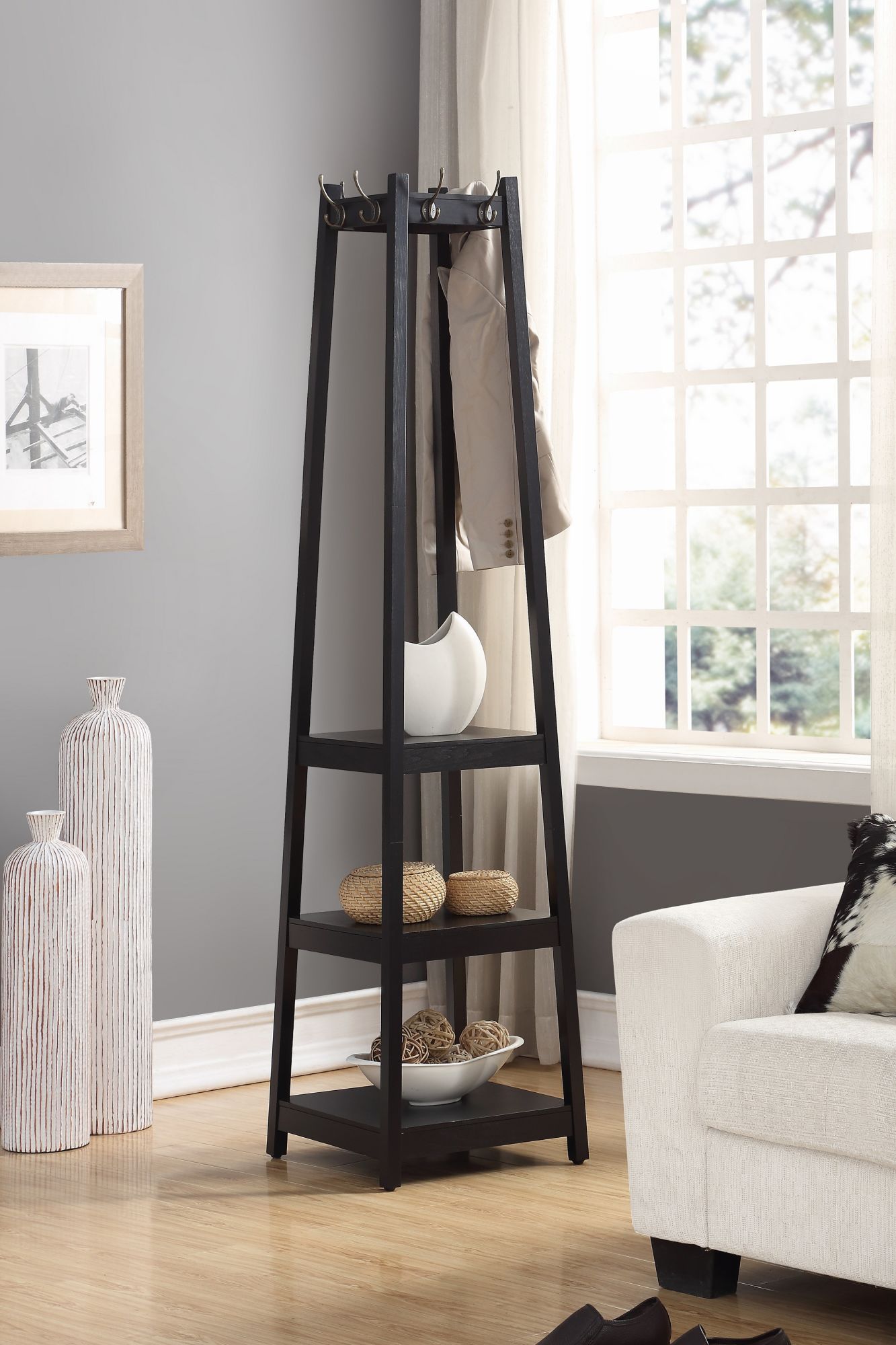 Vassen Coat Rack with 3 Levels of Storage – Style and Functionality