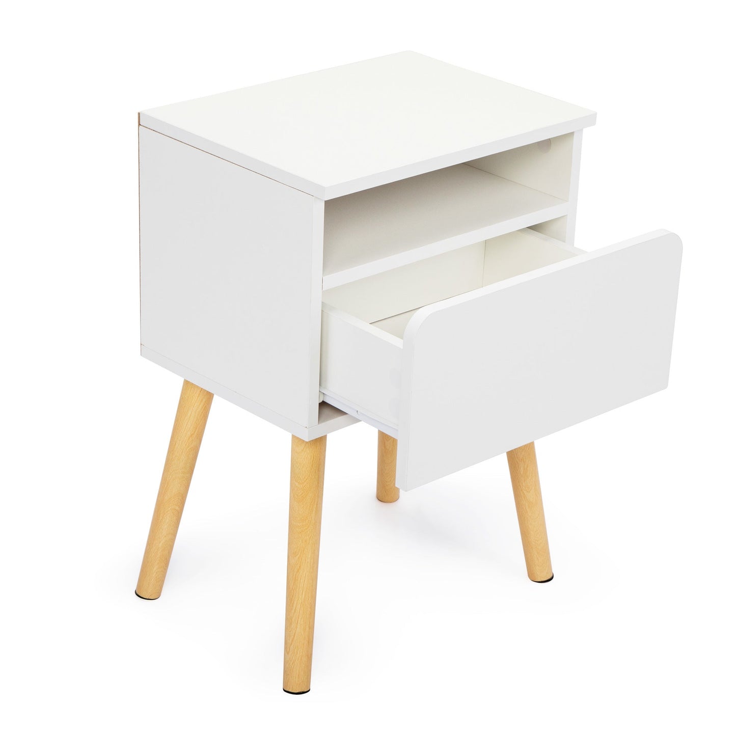 Set of 2 Modern Nightstands with Drawer & Shelf – Functional & Elegant