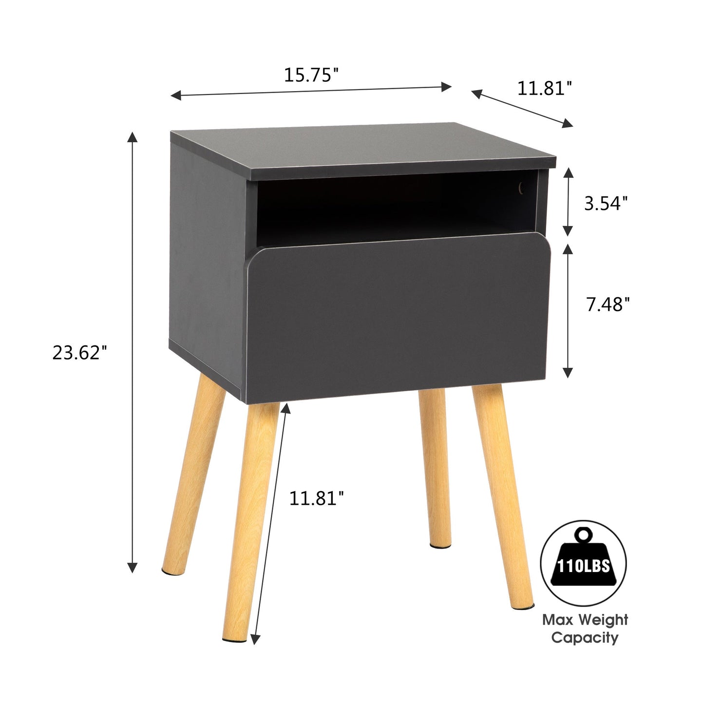 Set of 2 Modern Nightstands with Drawer & Shelf – Functional & Elegant