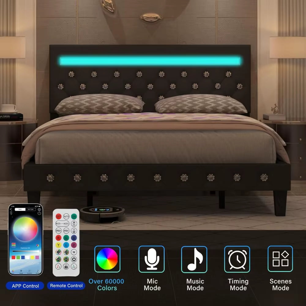 LumiRest: Full Bed with LED Lights and Charging Station