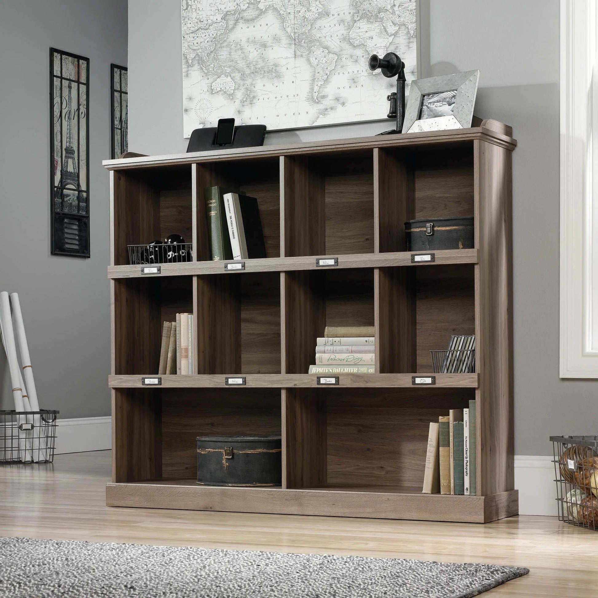 Barrister Lane 10-Cubby Bookcase in Salt Oak