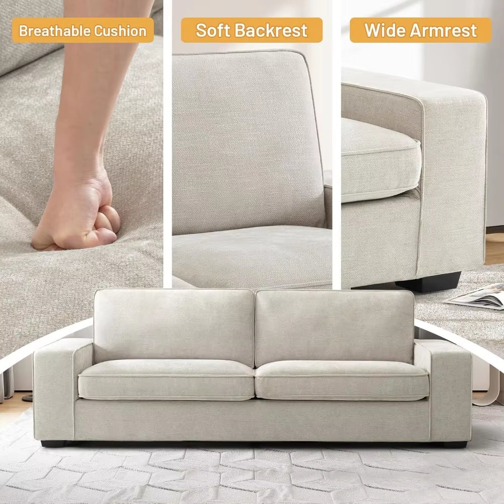 Celestia Lux: 3-Seater Dream Sofa in Chenille with Detachable Backrest