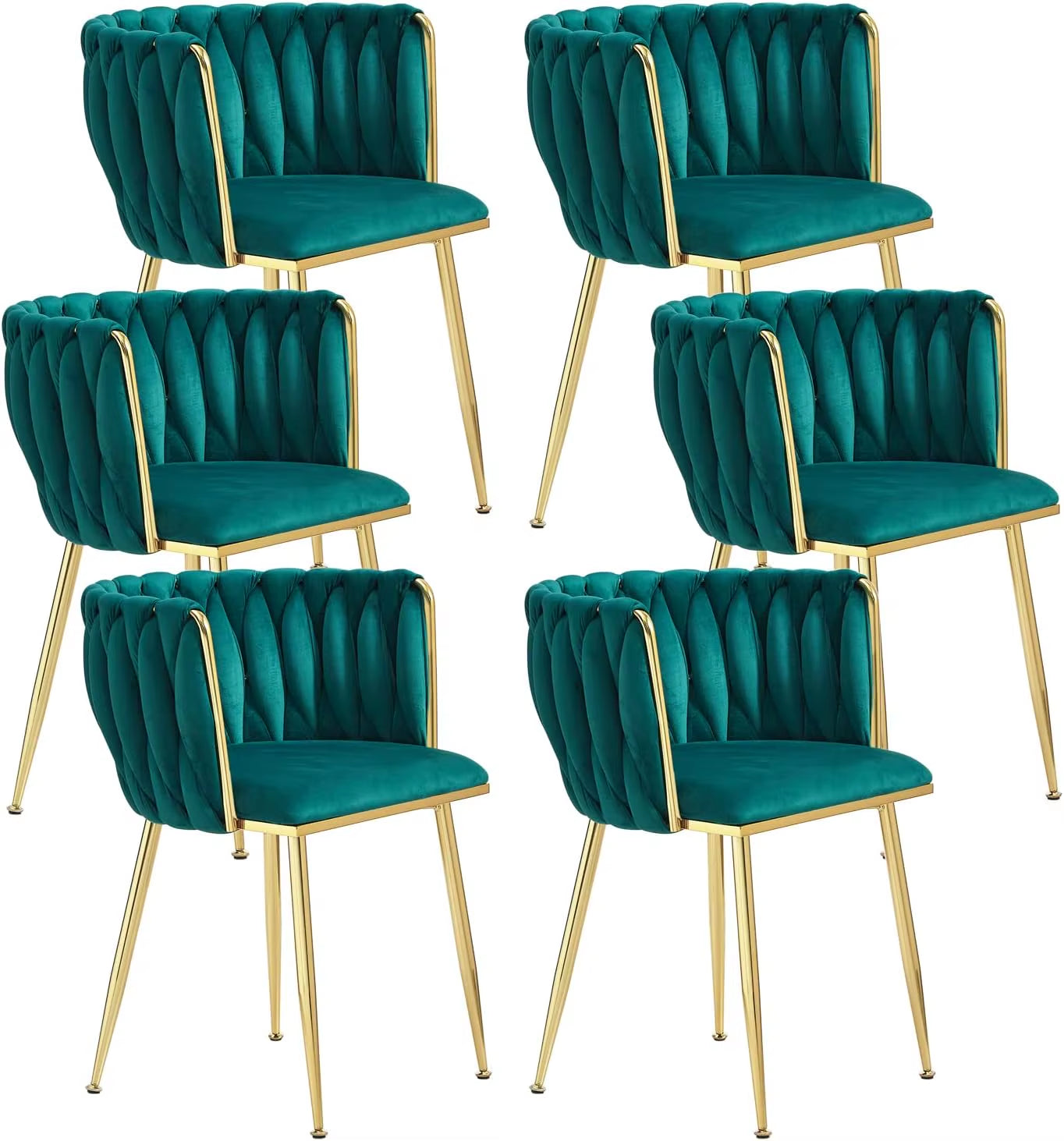 VelvetGlow: Set Dining Chairs with Gold Legs and Elegant Upholstery