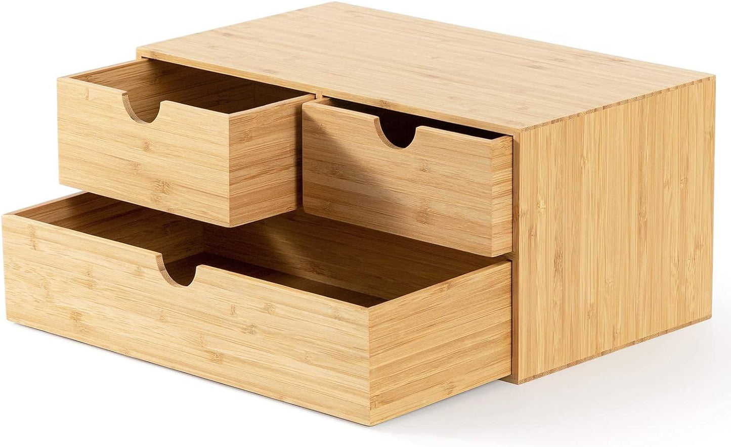 Eco-Chic Bamboo Desk Organizer – 3-Drawer Tabletop Storage Box for Office, Home or Bathroom