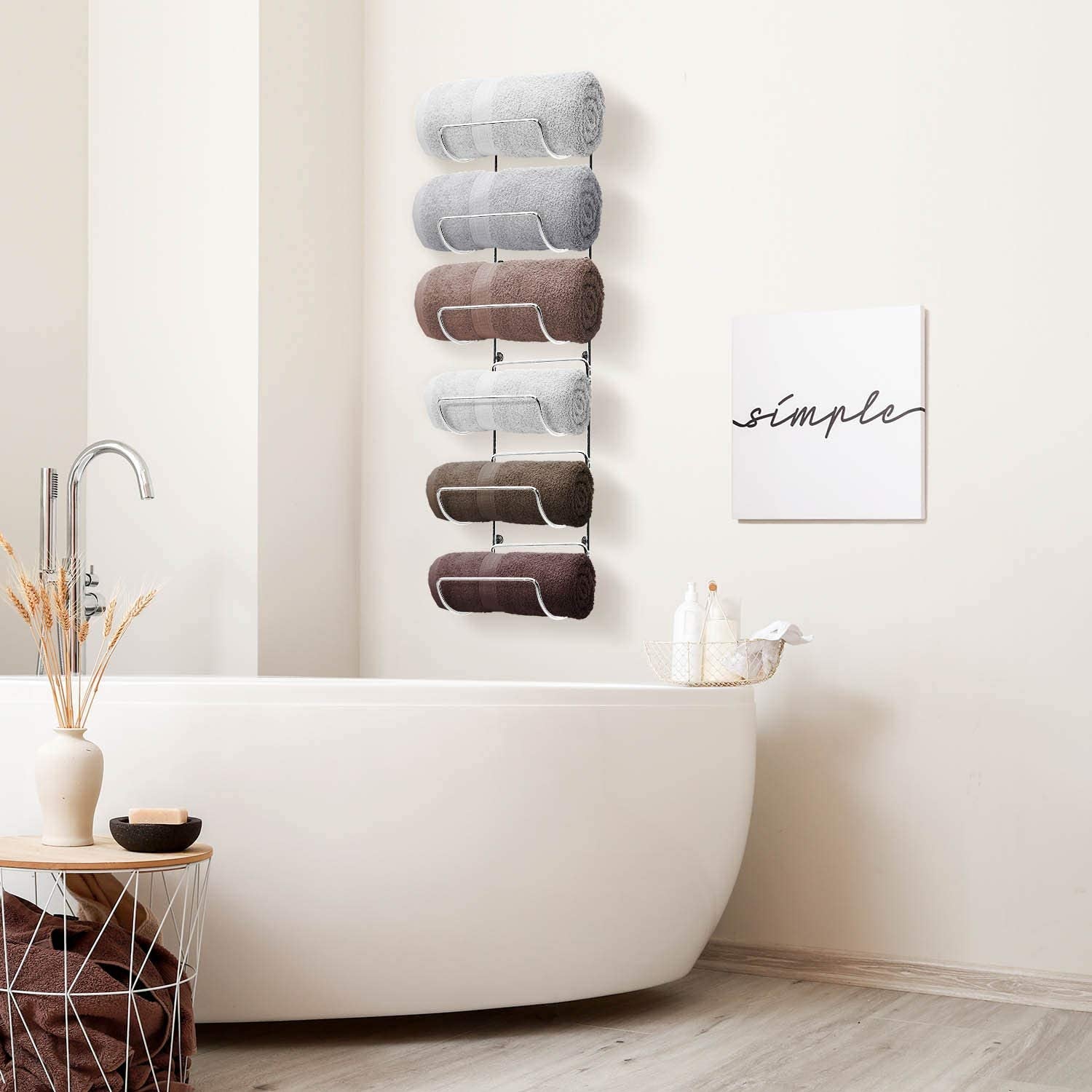 6-Tier Wall-Mounted Towel & Wine Rack – Versatile Organizer for Bathroom, Kitchen, or Bar